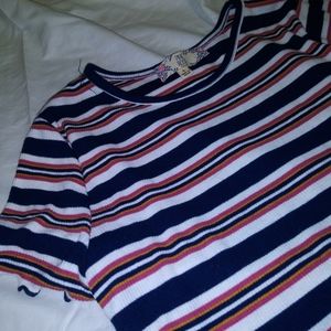 Striped Ribbed Fitted Dress Womens L